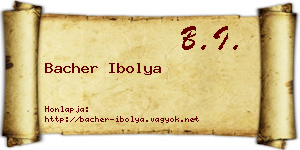 Bacher Ibolya névjegykártya